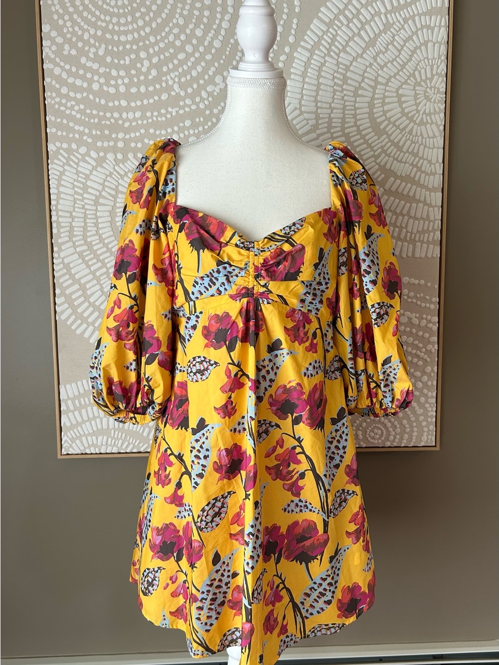 A.L.C. Elle Floral Print Puff-Sleeve Mini Dress Size 10